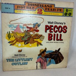 Vintage Disneyland Double Feature Pecos Bill  & The Littlest Outlaw LP Record